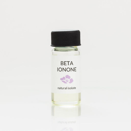 Bottle of Beta Ionone natural isolate on a white background
