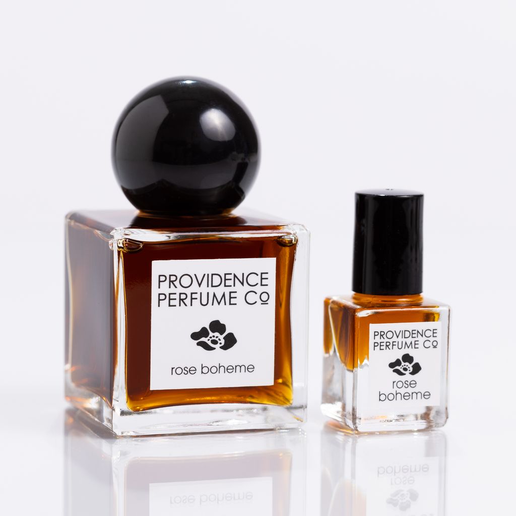 Two bottles of Providence Perfume Co. 'Rose Boheme' on a white background